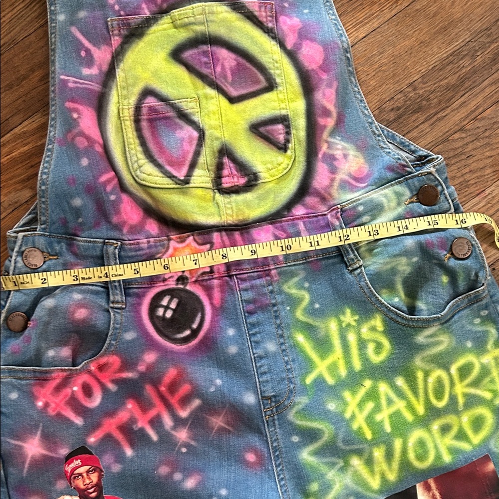 Colorful Graphic Denim Overalls - Picture 8 of 8